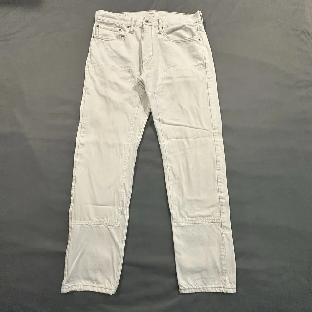 Levis Jeans Mens 34x32 Altered 502 Carpenter Double Knee Work Pants White Denim